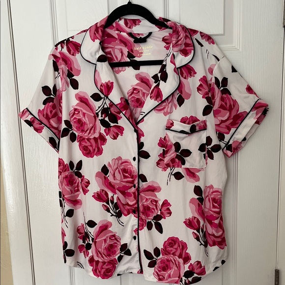 kate spade Other - KateSpade NWOT rose floral pajama top short sleeve notch collar button pocket XL